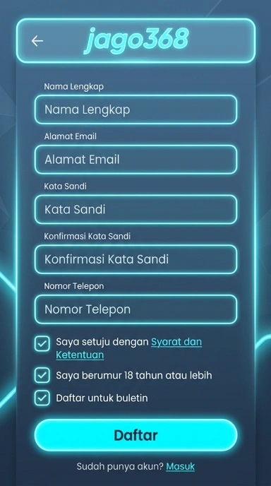 Tampilan halaman daftar jago368