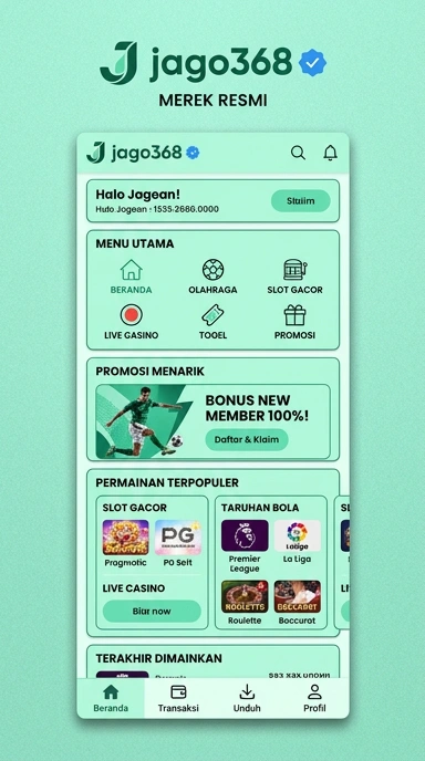 Tampilan kanal resmi jago368